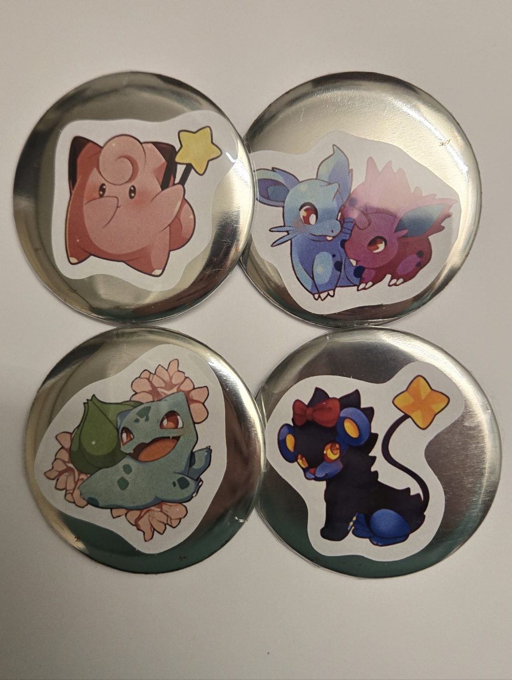 Clefairy, Bulbasaur, Luxray & More Pokémon Handmade 2.25” Pin Buttons